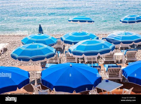 French Riviera Beach Umbrellas Stock Photos And French Riviera Beach