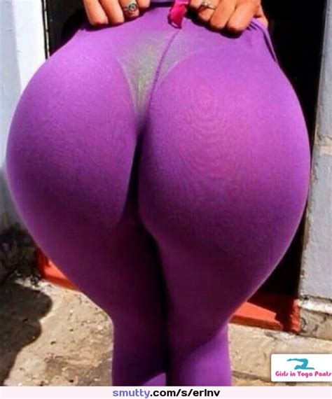 Pulling Up Her Purple Yoga Pants To Show Her Thong