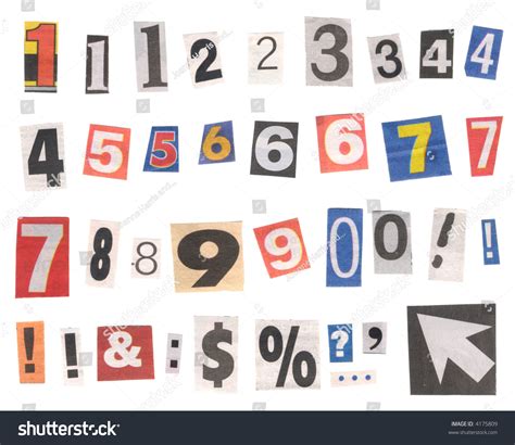 Newspaper Number Cutouts Isolated On White Mix And Match To Make Your