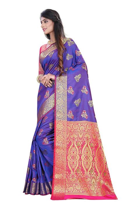 Purple Woven Pure Kanjivaram Silk Saree With Blouse Manvaa 3074935