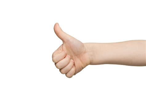 Kid Hand Making Thumb Up Gesture Isolated On White Stock Photo