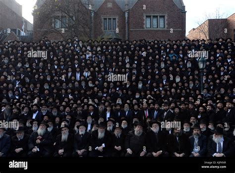 NEW YORK, NY - NOVEMBER 27: Thousands of bearded Hasidic rabbis, clad