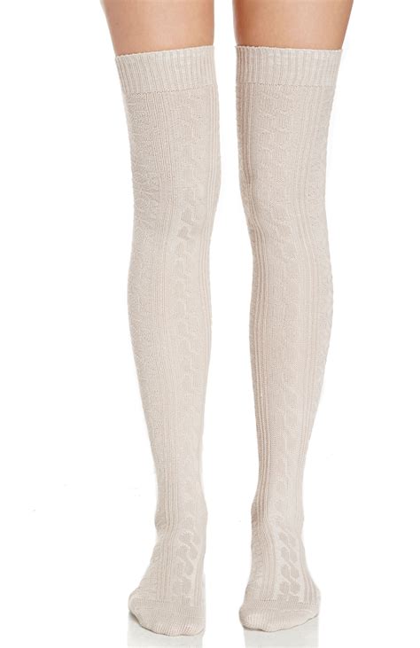 Knit Knee High Socks In Beige Dailylook