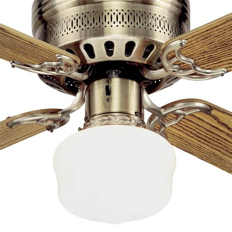 42 Classic Schoolhouse Antique Brass Ceiling Fan Light Low Ceiling