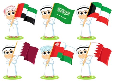 Premium Vector Gulf Cooperation Council Flags United Arab Emirates