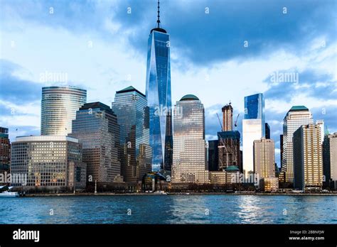 One World Trade Centre Dominating The New York Skyline Seen From The