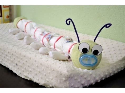 Here are some great ideas that don't break the bank. DIY Baby Shower Gift - Diaper Caterpillar | Celeb Baby Laundry