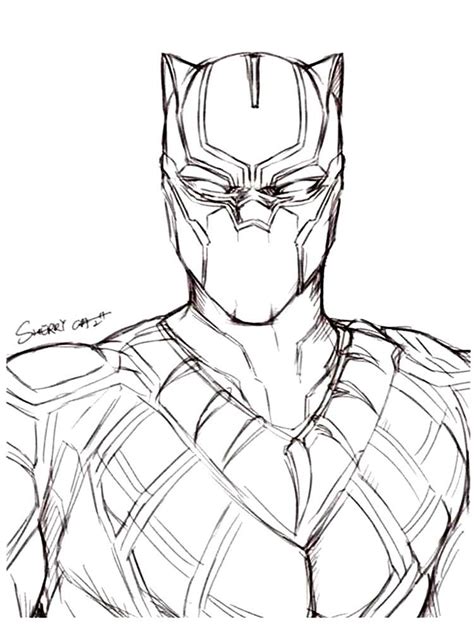 Black Panther Coloring Pages Free Printable Marvel Art Drawings