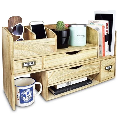 this desktop organizer is two pieces that can be pulled apart for additional storage desktop