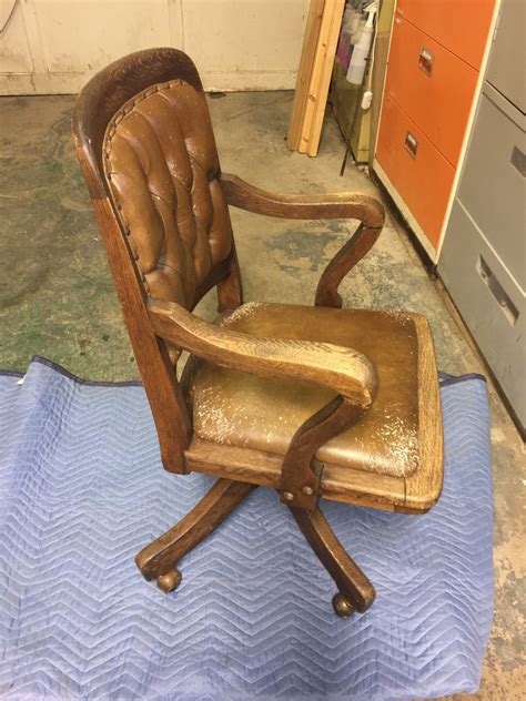 Ford And Johnson Company Chicago Desk Chair Wleather My Antique