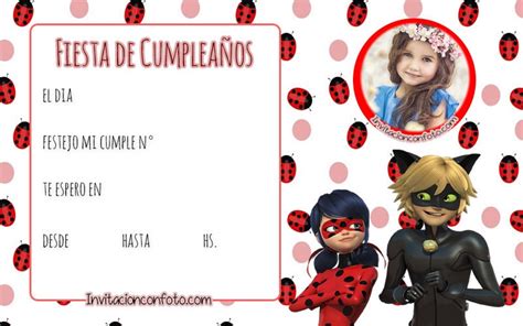 Invitaciones de boda flor marsala español. Invitaciones de Cumpleaños Ladybug con Foto | Invitaciones de Cumpleaños Infantiles con Foto