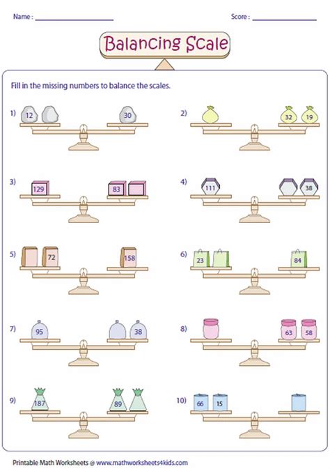 Balance Scale Worksheets Kids Learning Activity In 2020 Balanced
