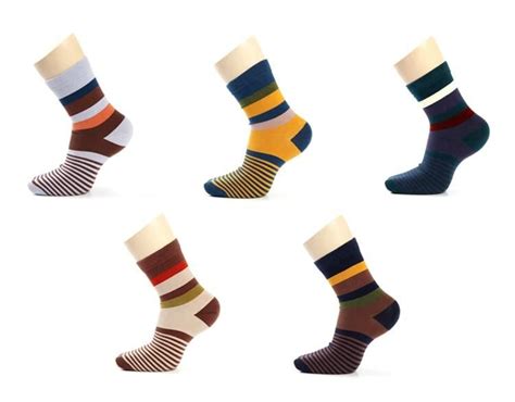 5pairlot Combed Cotton Mens Socks Autumn And Winter Compression Socks Fashion Colorful Square