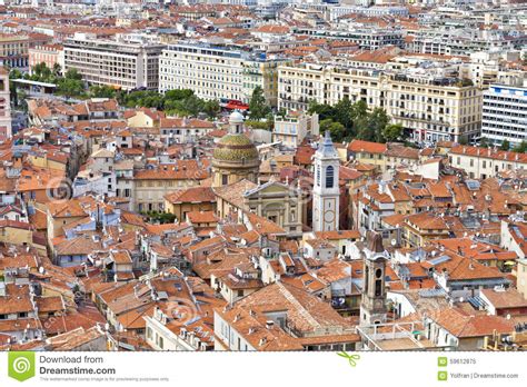 Aerial View Of Old Town In Nice France Cote Dazur Stock