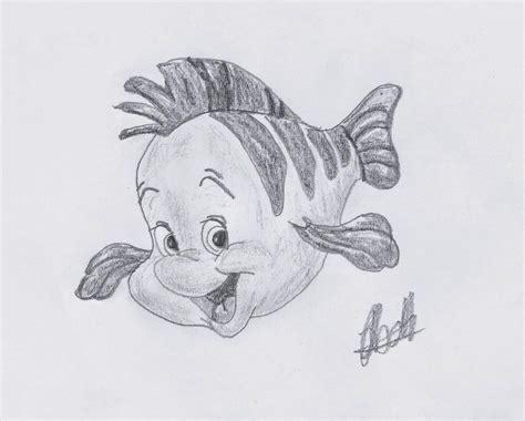 Flounder From The Little Mermaid Sketch By Jo Linsdell Mermaid