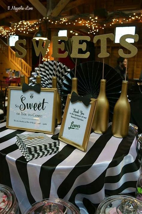 Black white themed party decorations. Pin by Lauren Newcombe on Party??? | Black gold party ...