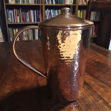 Pure Hammered Copper Pitcher With Lid 25liters 100 Pure Copper