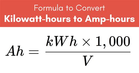 Kilowatt Hours Kwh To Amp Hours Ah Conversion Calculator
