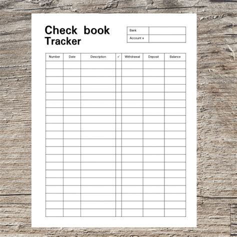 Check Register Template Check Register Printable Checkbook Tracker