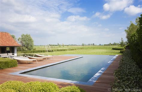 Strakke Hybride Zwemvijver Met Zicht Op Omliggend Landschap De Mooiste Zwembaden