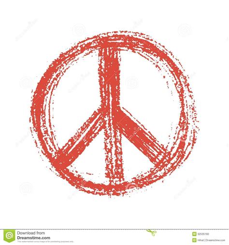 Red Peace Symbol Created In Grunge Style Stock Vector Illustration