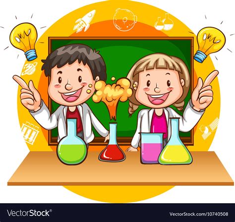 Boy And Girl Doing Science Experiment Royalty Free Vector