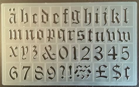 30mm High Old Style English Alphabet Stencil Form Lettersnos