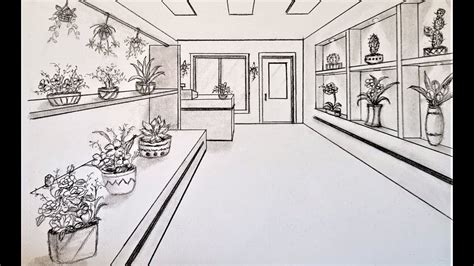How To Draw A Room In One Point Perspective A Flower Shop Step By