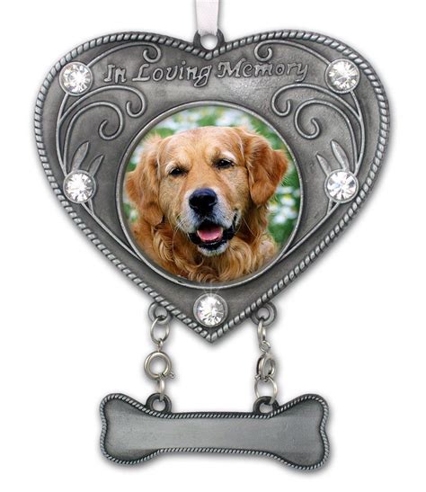 Dog Memorial Photo Ornament In Loving Memory Dog Ornament Heart Shaped