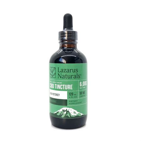 Lazarus Naturals High Potency Full Spectrum Cbd Tincture Oil Natural Flavor 4oz 6000mg Cbd