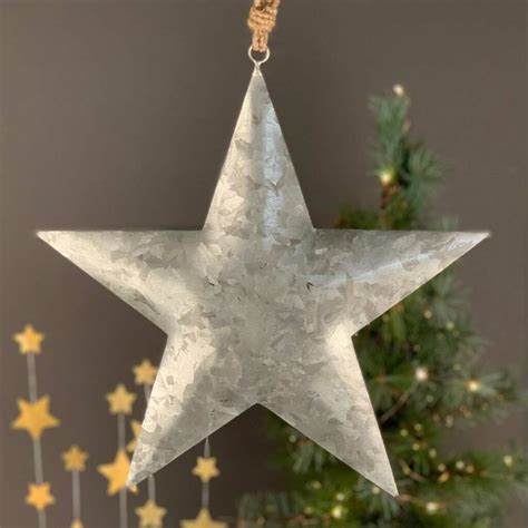 Silver Star Hanging Christmas Decoration By Nest