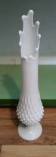 Large Fenton White Milk Glass Hobnail Footed Swung Vase 15 Tall Antique Price Guide