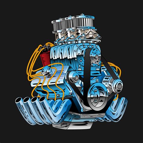 Hot Rod Race Car Dragster Engine Cartoon Illustration Motor Kids T