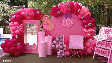 barbie theme birthday party idea with barbie box barbie theme balloon backdrop youtube