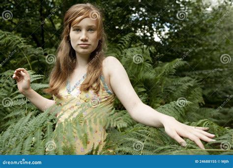 Girl Walking Through Forest Royalty Free Stock Photo Image