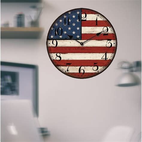August Grove Parkhurst 133 American Flag Wall Clock And Reviews Wayfair