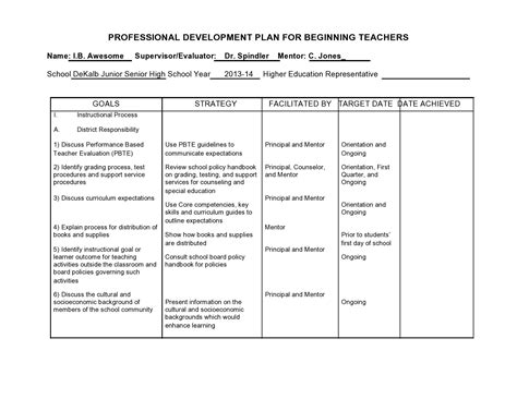 For Teachers Professional Development Goals