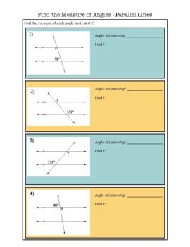 Finding Angles From Parallel Lines Cut By A Transversal Practice By Ms W