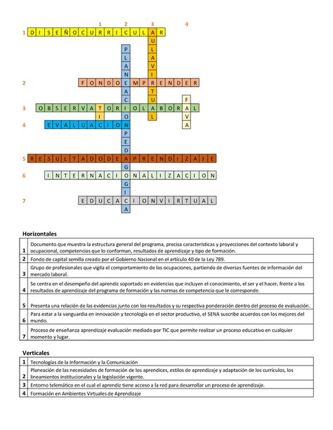 Primera Guía Crucigrama De Inducción Senología 1 2 3 4 1 D I S E Ñ