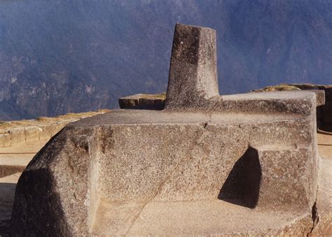 The Intihuatana Sacred Stone Of The Inca Placed At Machu Picchu Peru