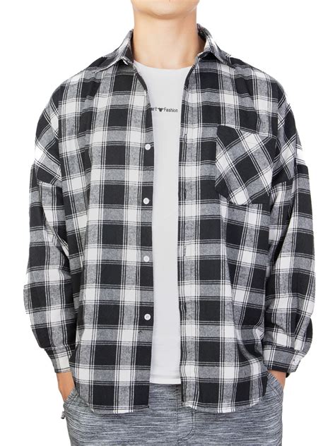 Youloveit Plaid Shirts For Men Big And Tall Long Sleeve Check Print