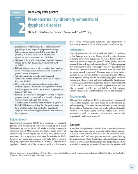 premenstrual syndrome premenstrual dysphoric disorder chapter 2 clinical gynecology