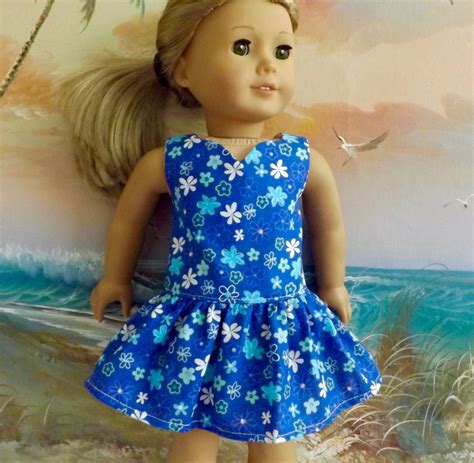 Royal Blue Floral Dress Fits Like American Girl Doll Clothes Etsy