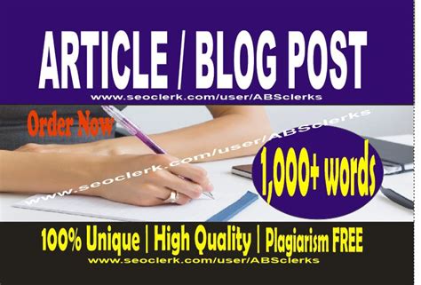 Write 1000 Words Articles Or Blog Post Seoptimized High Quality