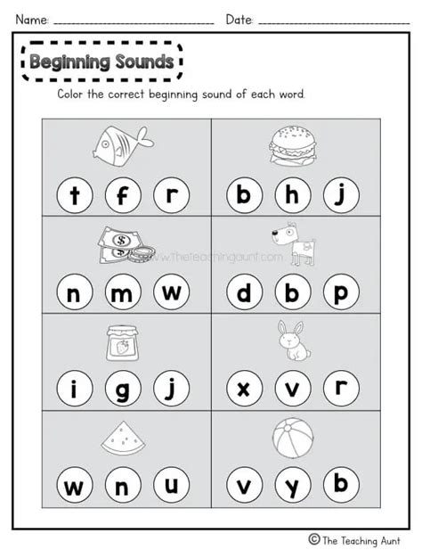 Beginning Sounds Worksheets For Kindergarten Pdf The Teaching Aunt