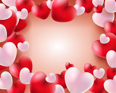 Valentines Day Background With Red And White Balloons 3d Hearts Concept 322860 Vector Art At