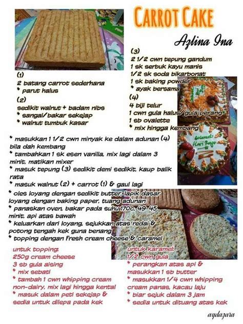 Resepi asal dari azlina ina. Carrot cake | Cake recepies, Cake recipes, Resep cake