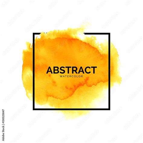 Abstract Yellow Watercolor Splash With Square Frame Hand Painted