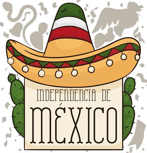Traditional Mexican Symbols To Celebrate Its Independence Day Vector Illustration Stock Vector