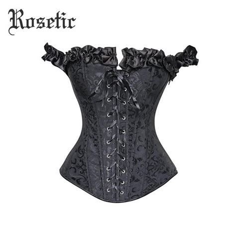 Rosetic Bustier Corsets Women Autumn Short Black Belts Falbala Ruffles Modlilj Underbust